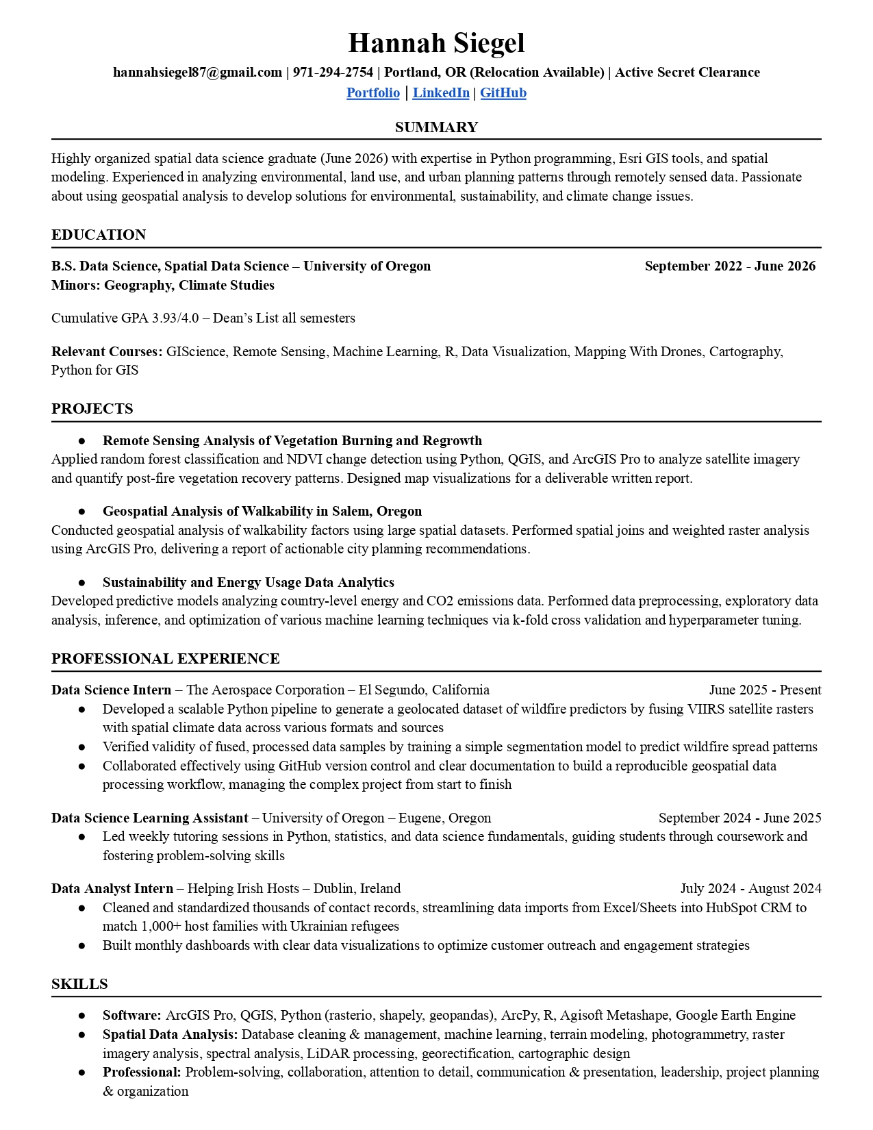 GIS Resume