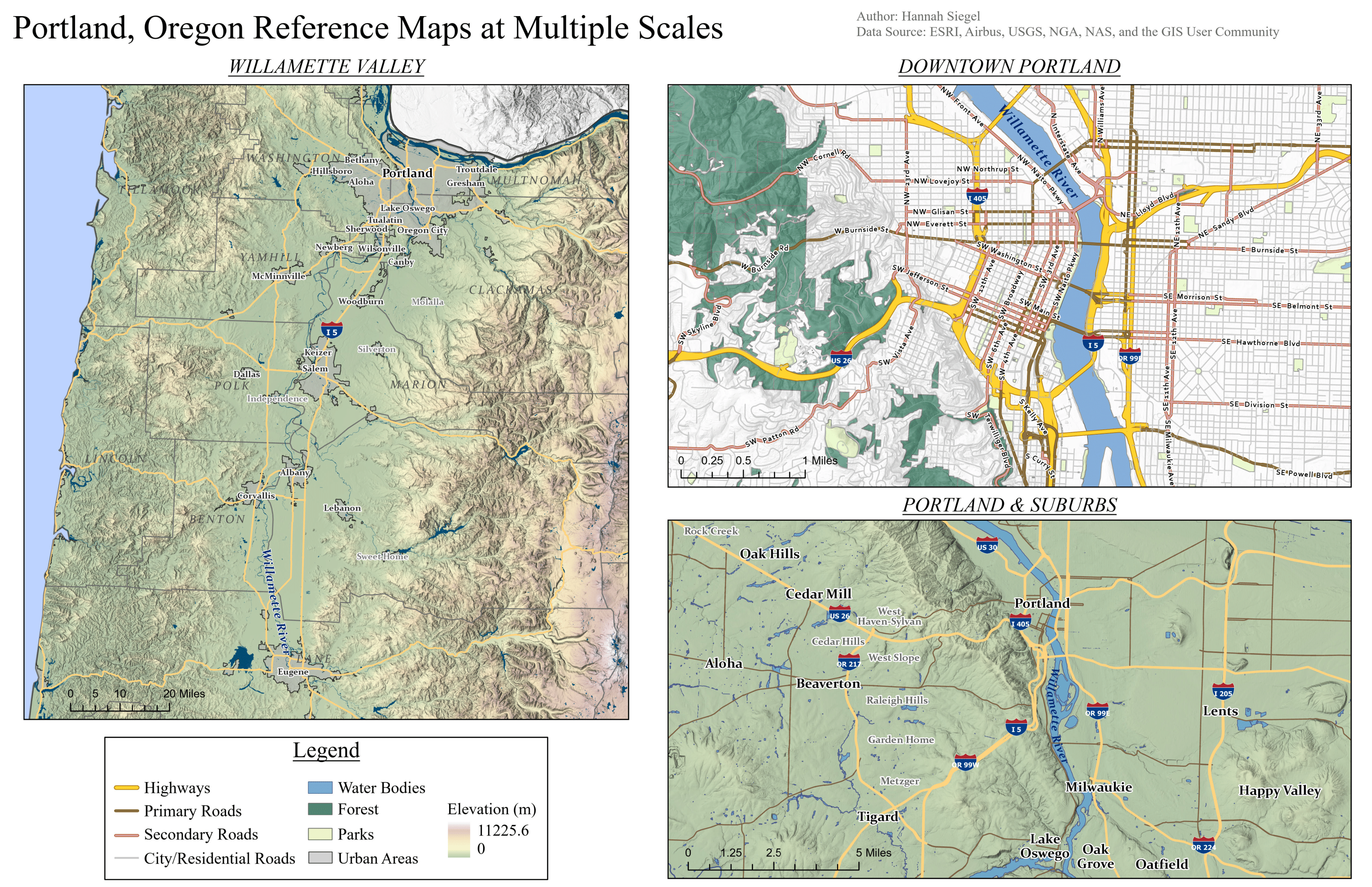 Reference Maps of Portland, Oregon